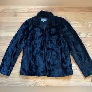 JM Collection Faux Fur Black Jacket